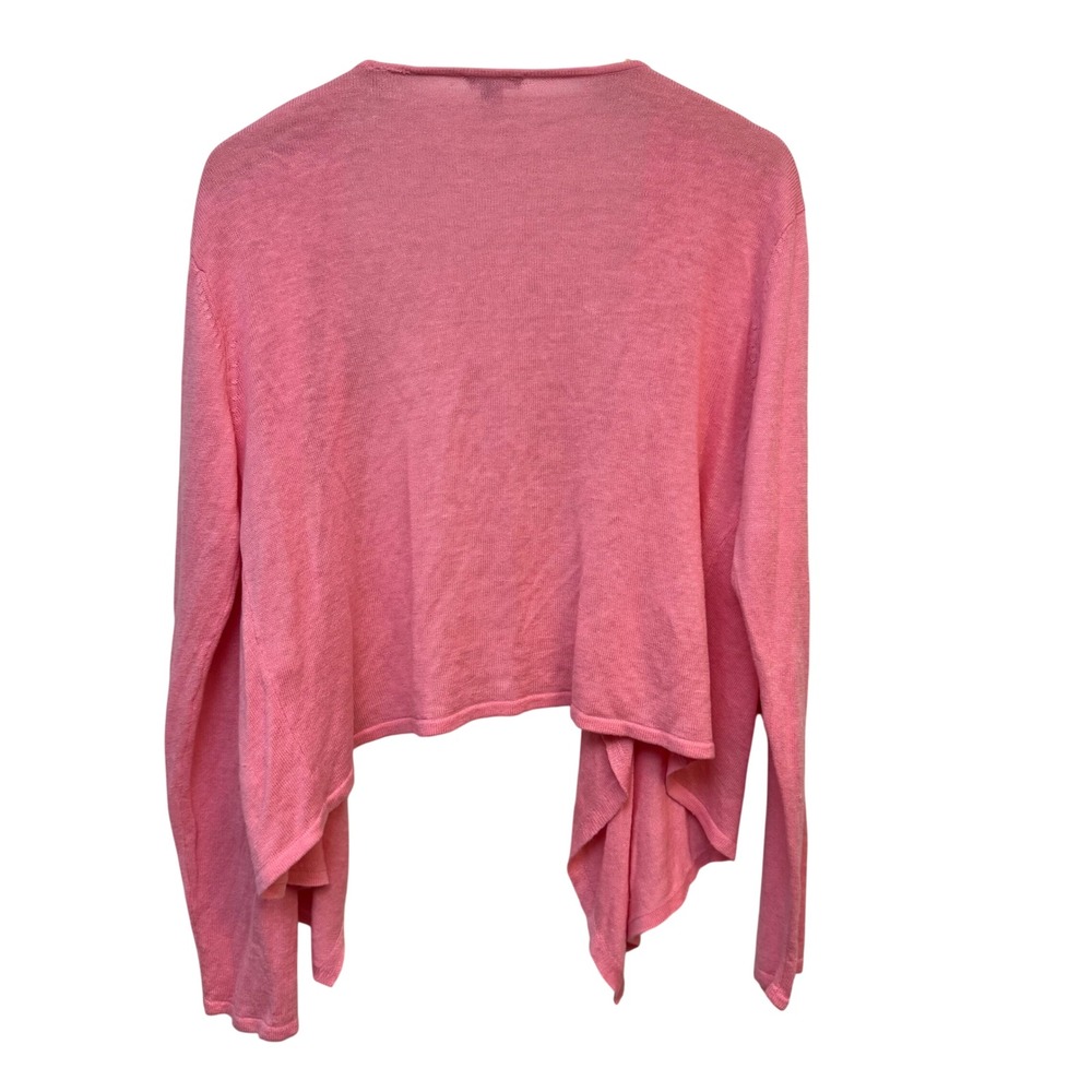 J. Jill Cardigan Medium Pink Linen Blend Open Front Drape Sweater Lightweight - Picture 3 of 5
